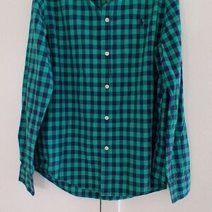 Ralph Lauren Teal and Navy Plaid Men's Shirt